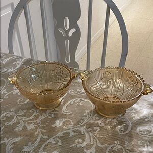 Elegant Vintage Jeanette Gold Glass Bowls